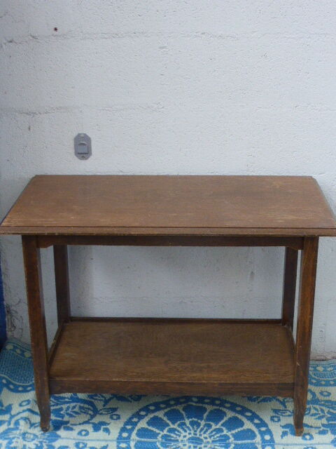 Side table, serving double tray, wood varnish, elegant and vintage