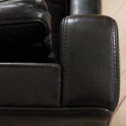 Danish black leather and rosewood sofa