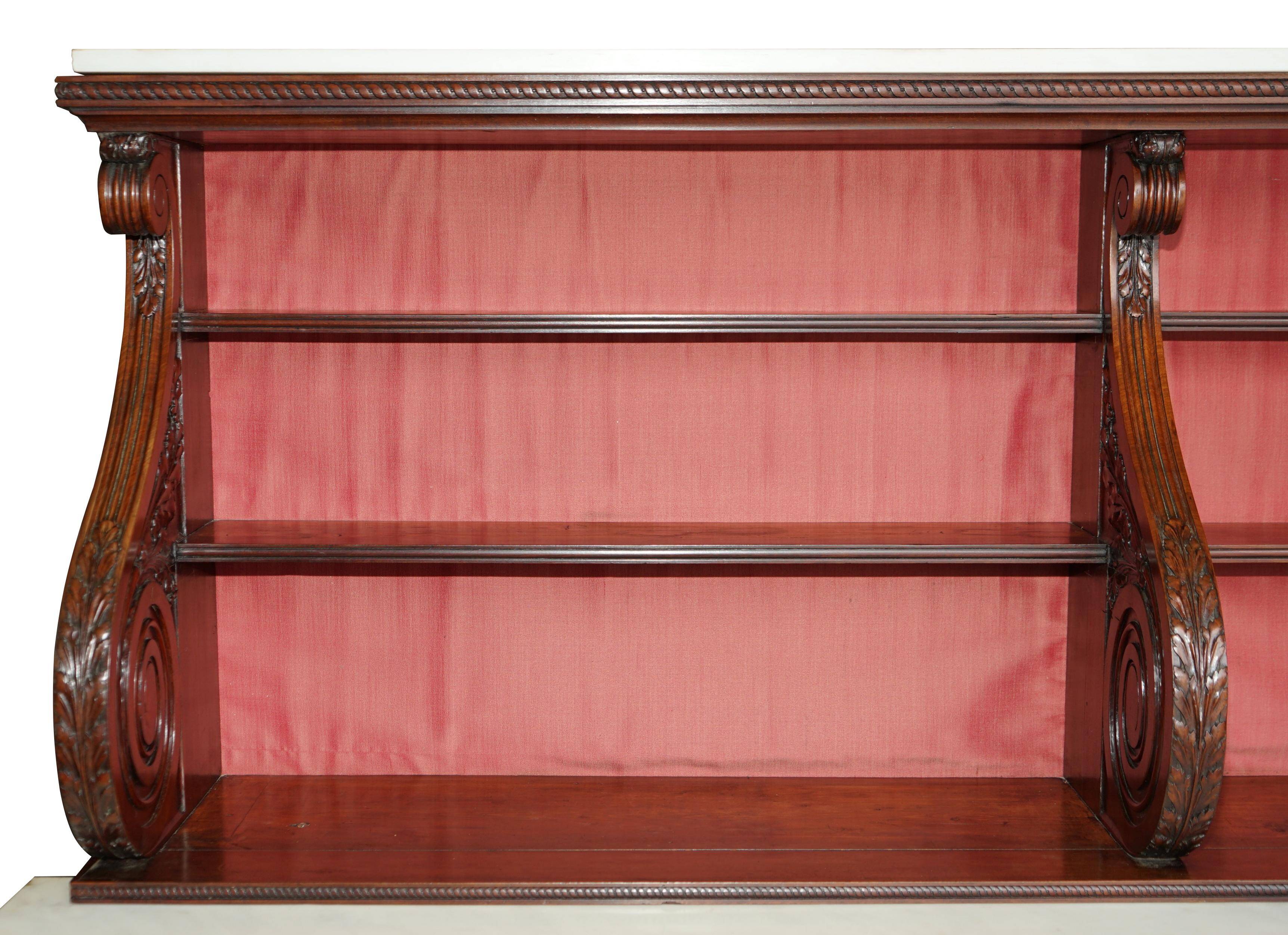 Monumental antique buffet in rosewood Regency with Italian marble.