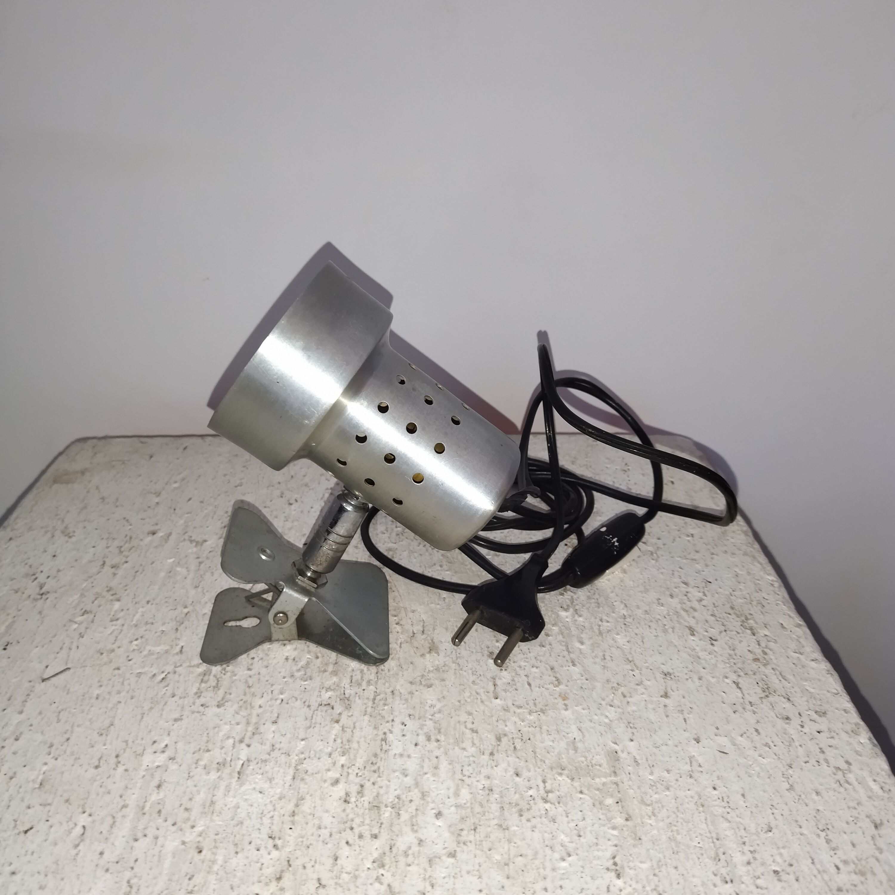 Spot lamp with brushed metal clamp 70's