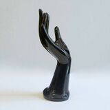 Main baguier soliflore en porcelaine noire vintage 1970 - vase