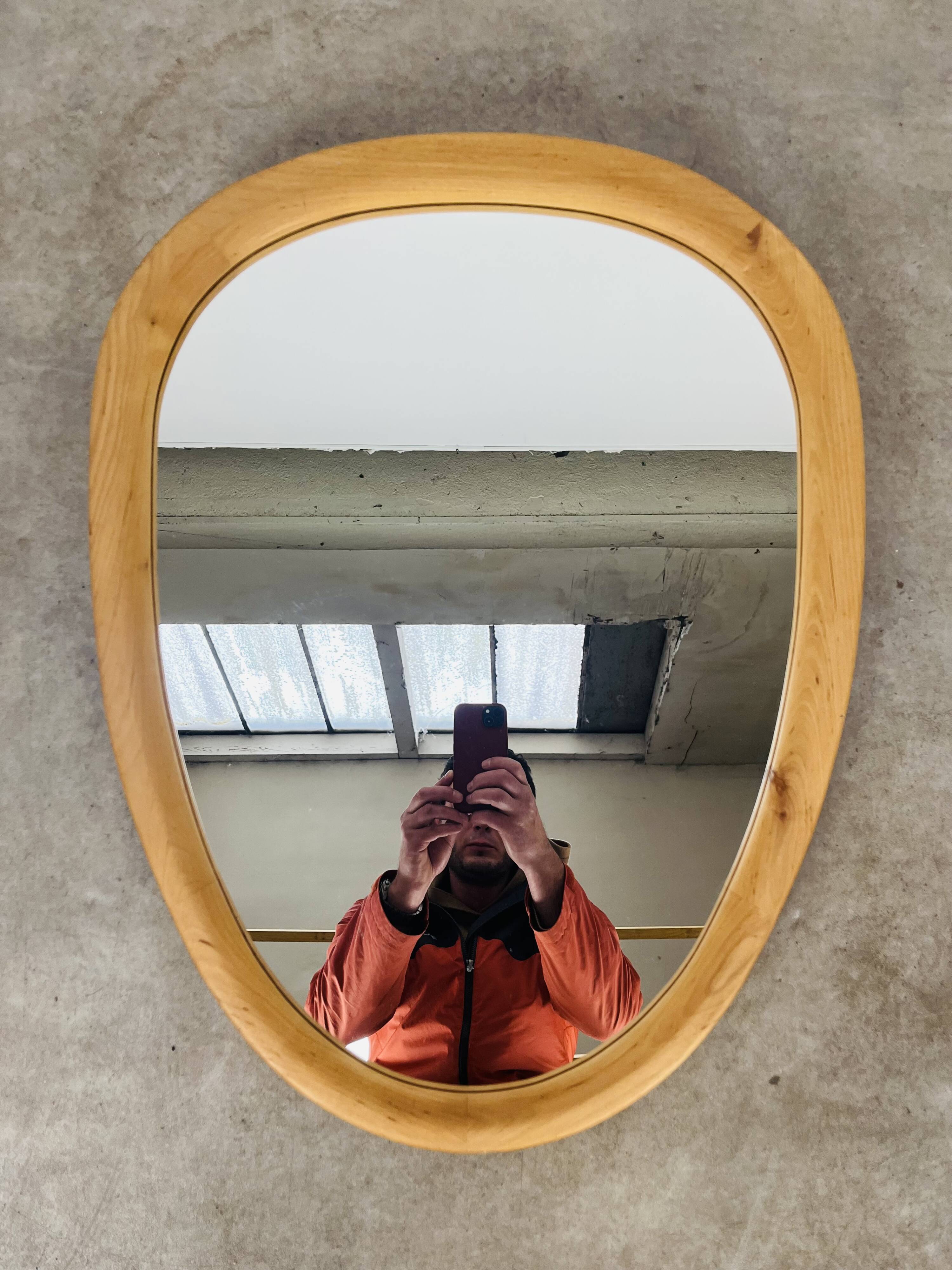 Miroir rétroviseur cerclage bois style scandinave