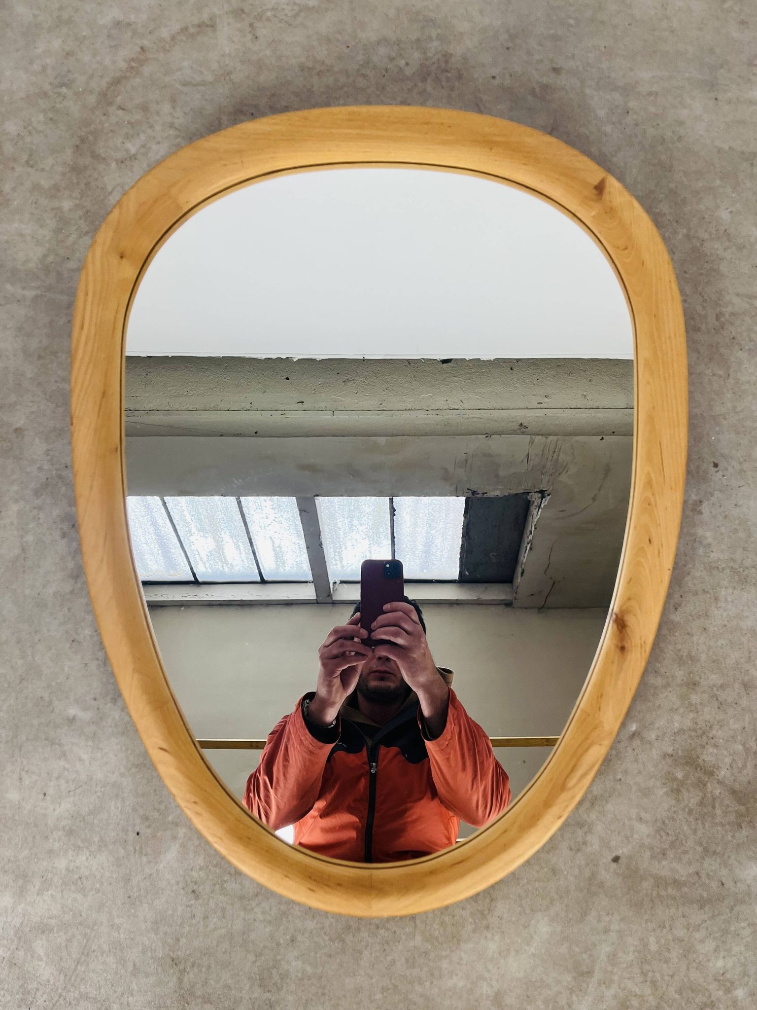 Scandinavian style wooden rim rearview mirror