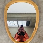 Scandinavian style wooden rim rearview mirror
