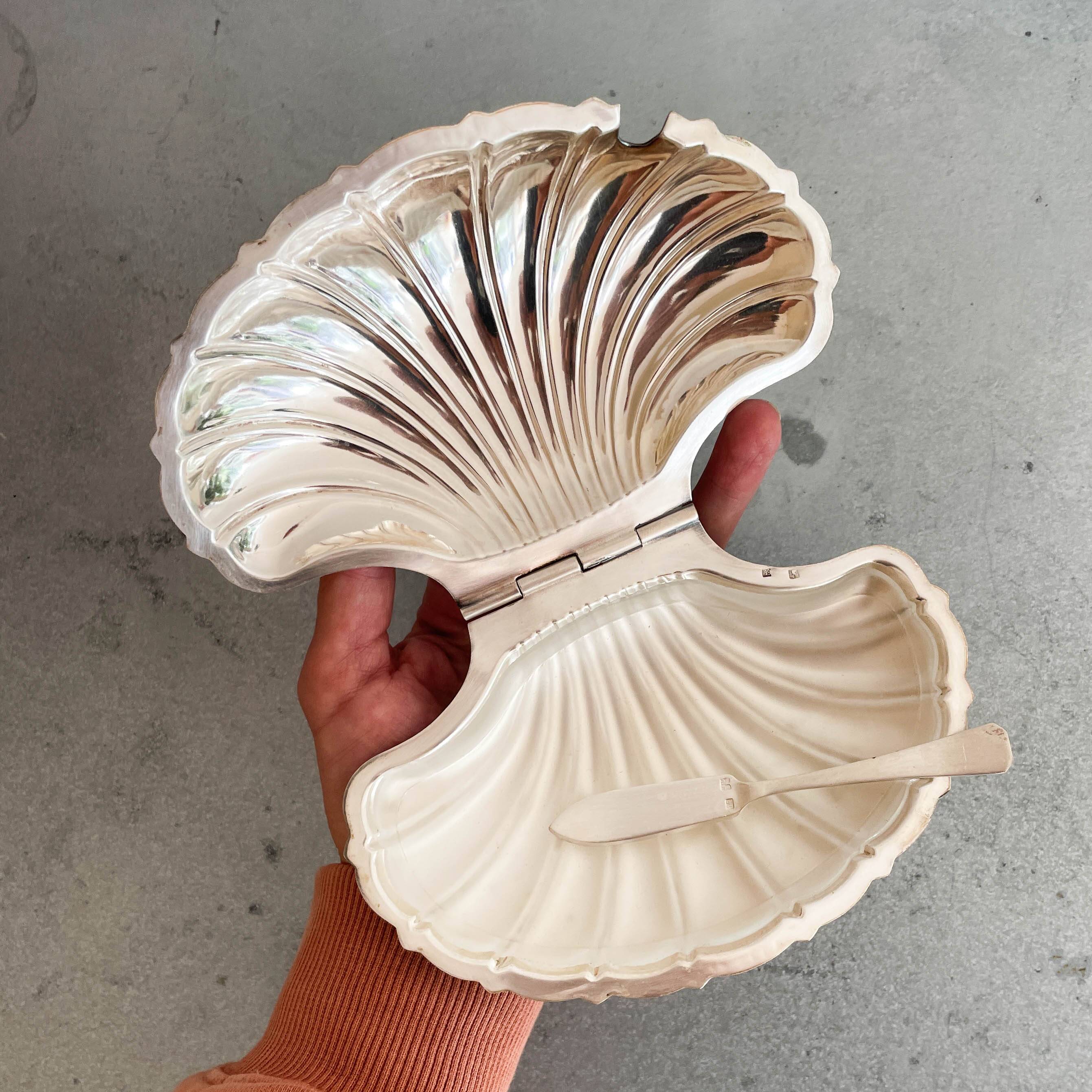 70s chrome metal shell butter dish