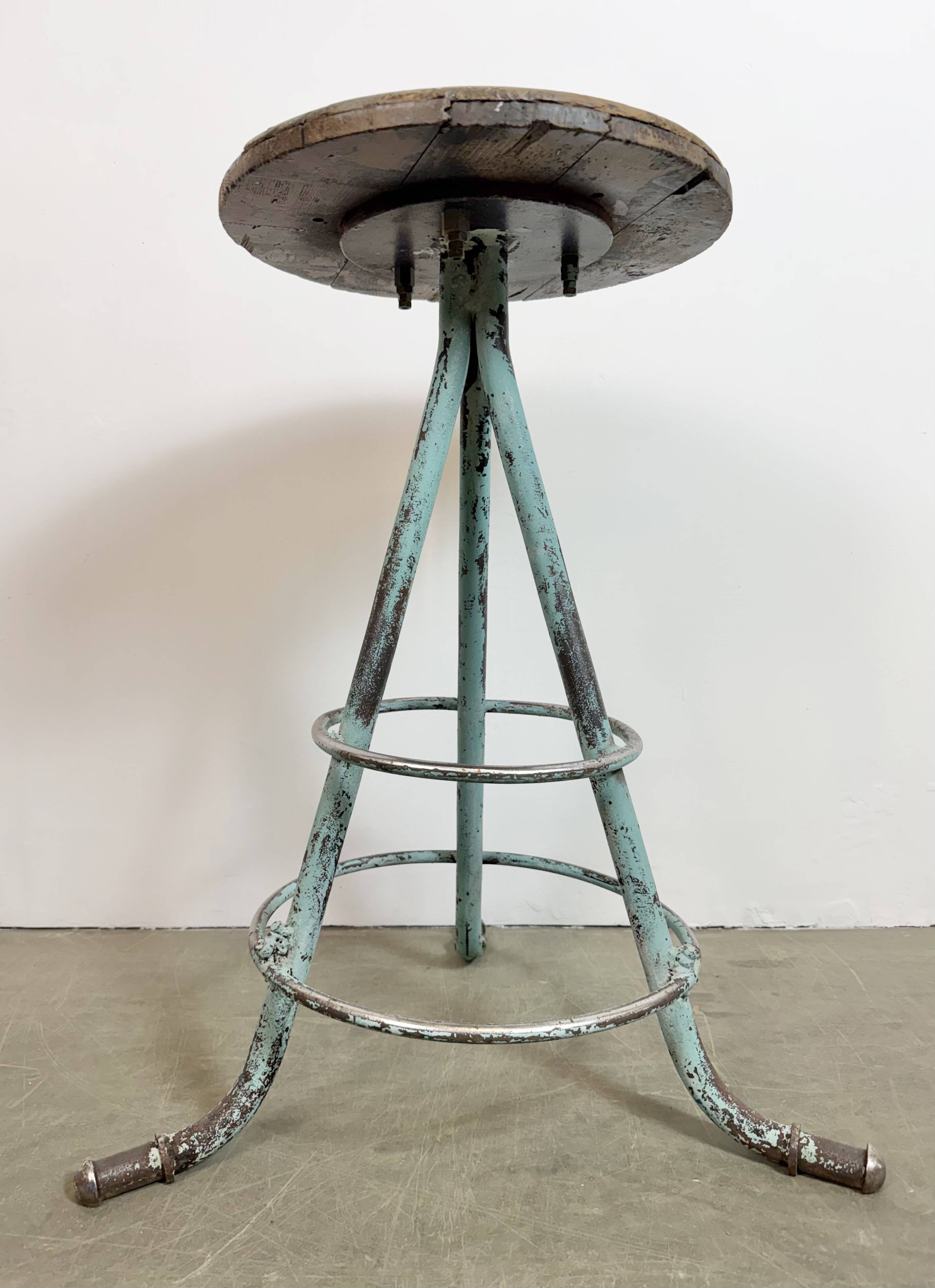 Green Industrial Workshop Stool, 1960s