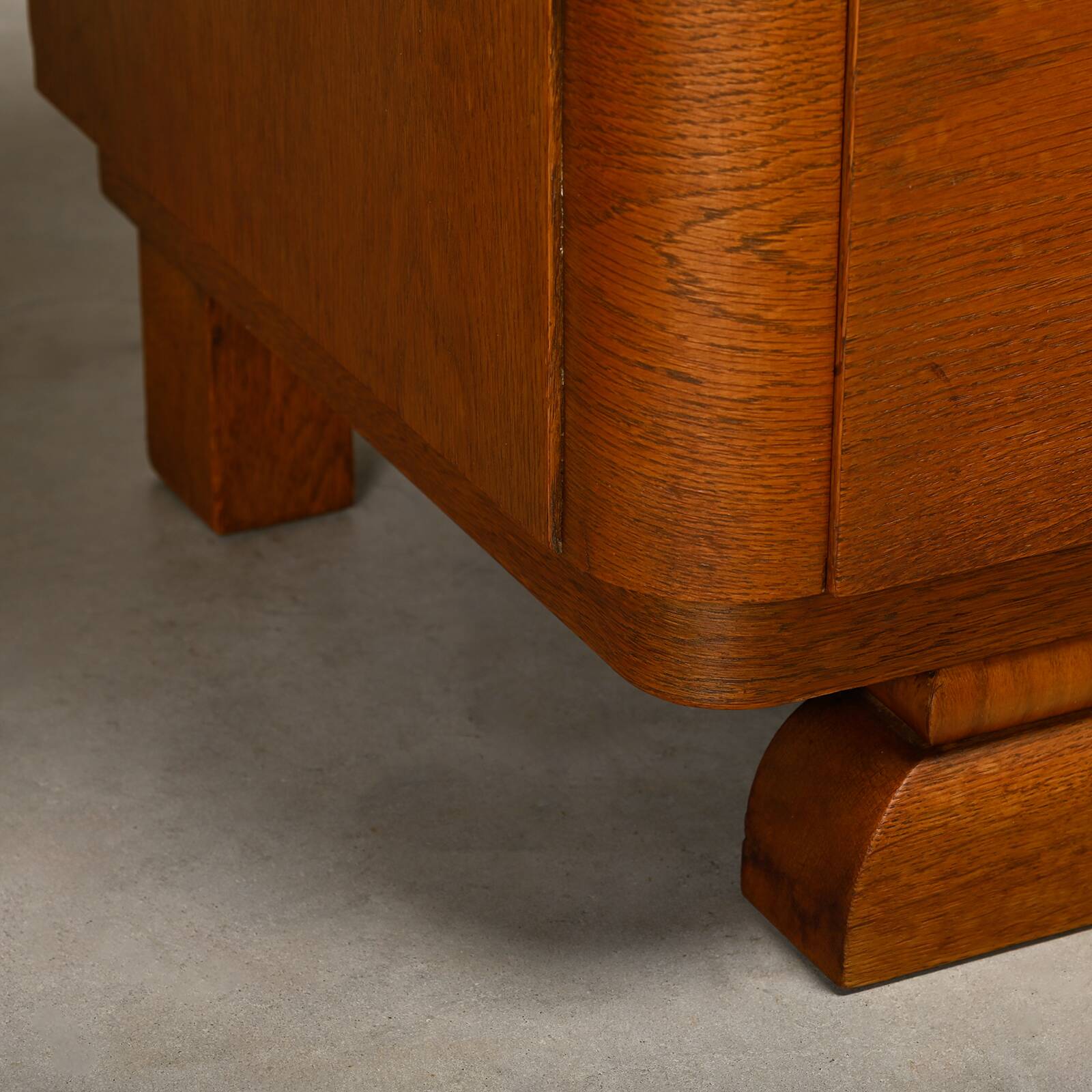 Pair Art Deco Nightstands or Bedside tables Oak and Glass, Netherlands, 193