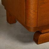 Pair Art Deco Nightstands or Bedside tables Oak and Glass, Netherlands, 193