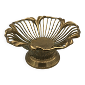 Stand cup or vintage basket of floral shape in golden brass, italy