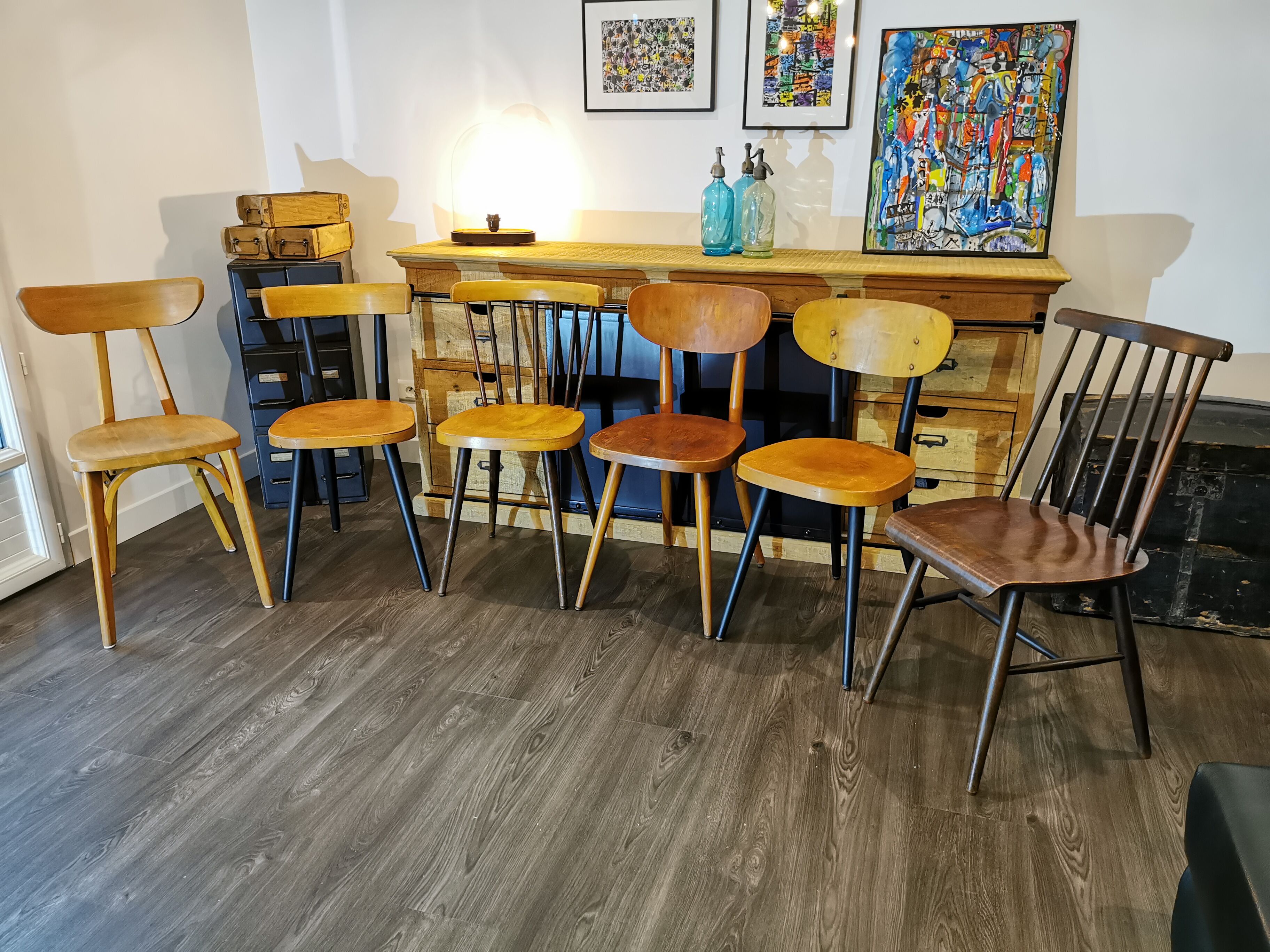 Series of 6 chairs bistro Baumann and Luterma