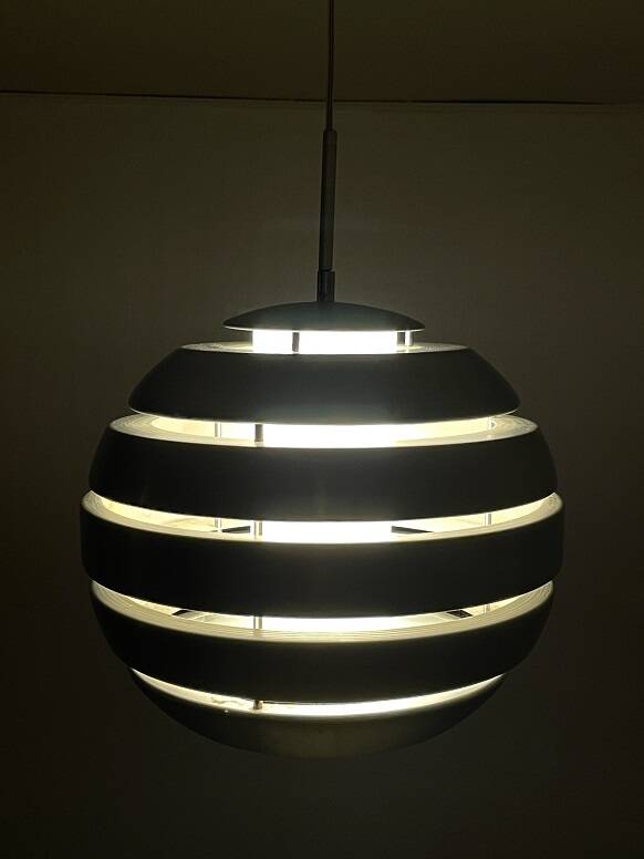 Brushed aluminum ball pendant light
