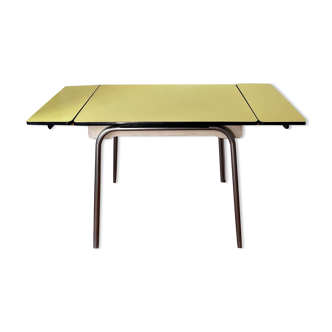 Yellow formica table with extensions