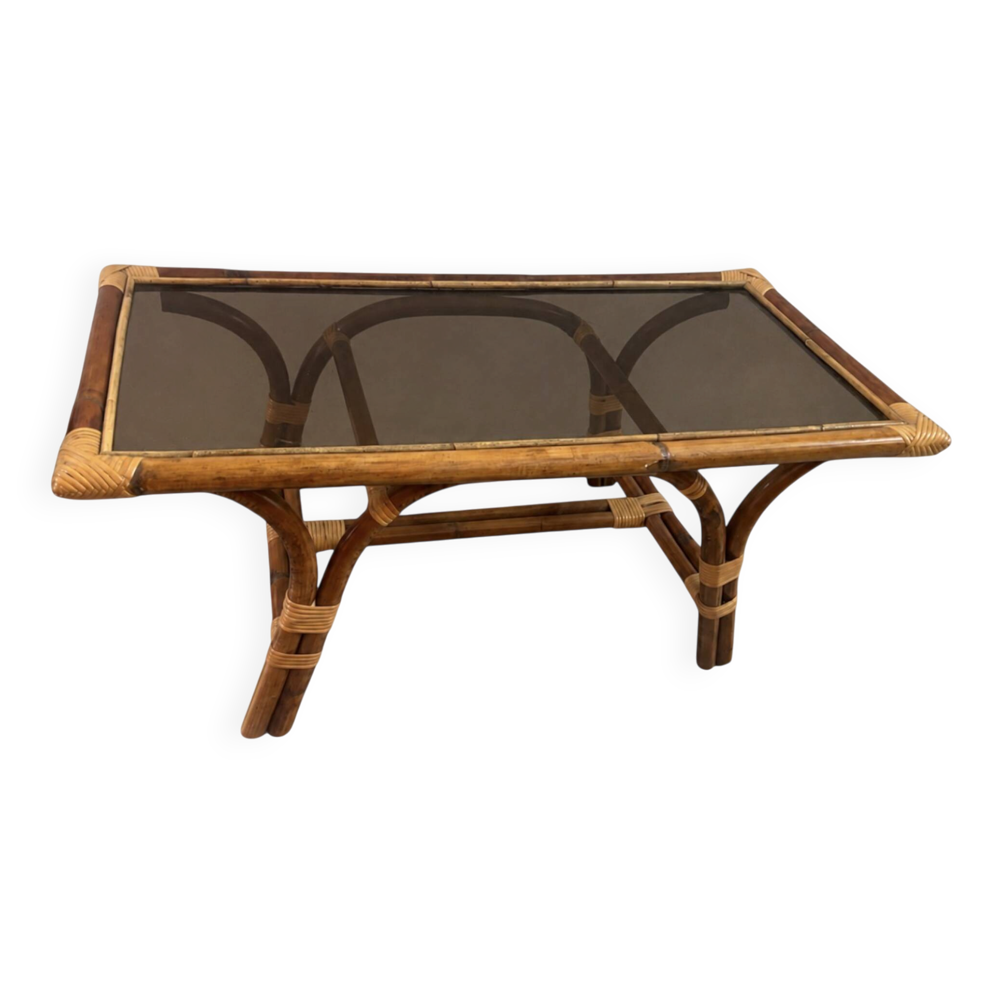 Table basse bambou et rotin