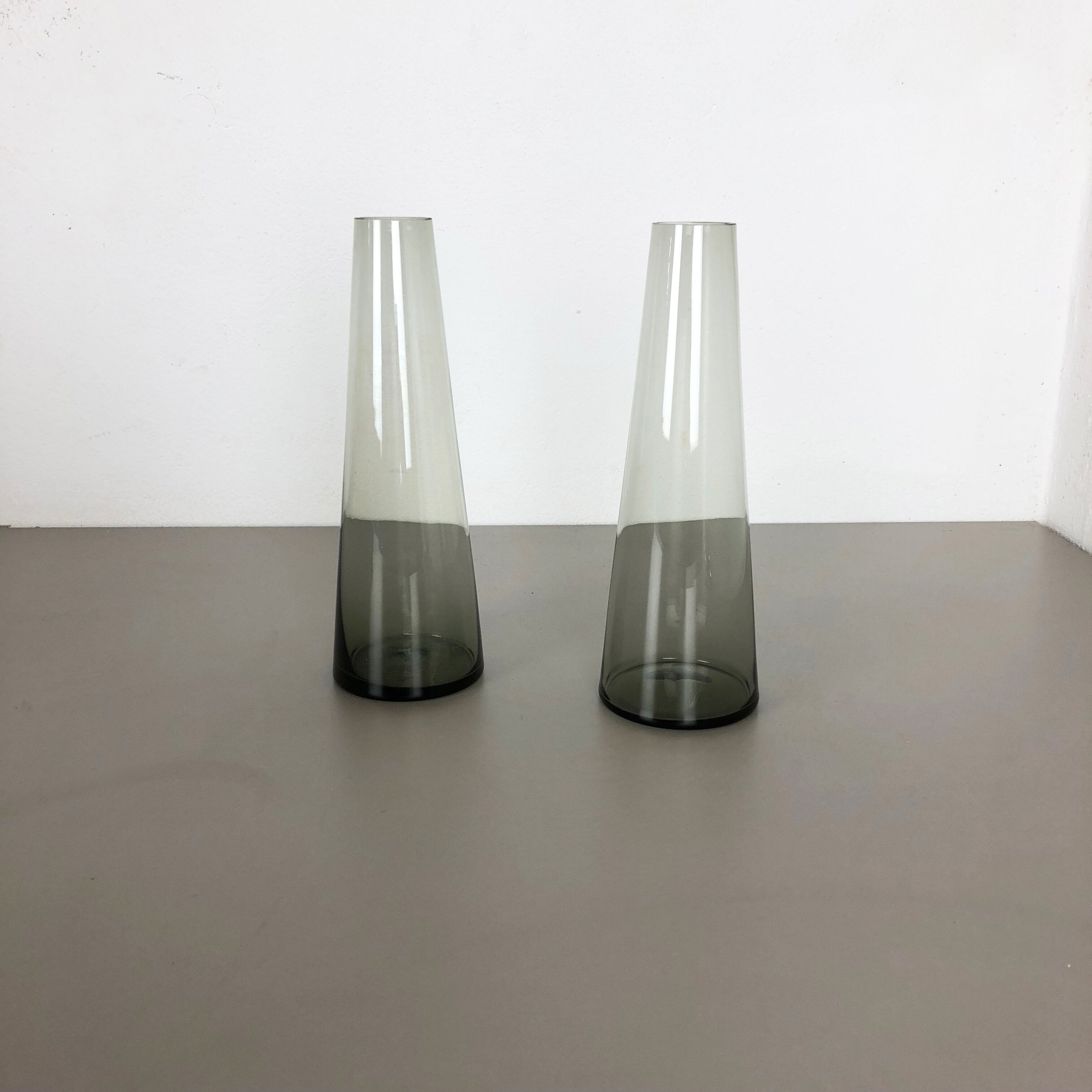 1960s set of 2 turmalin vases by Wilhelm Wagenfeld for WMF, Germany