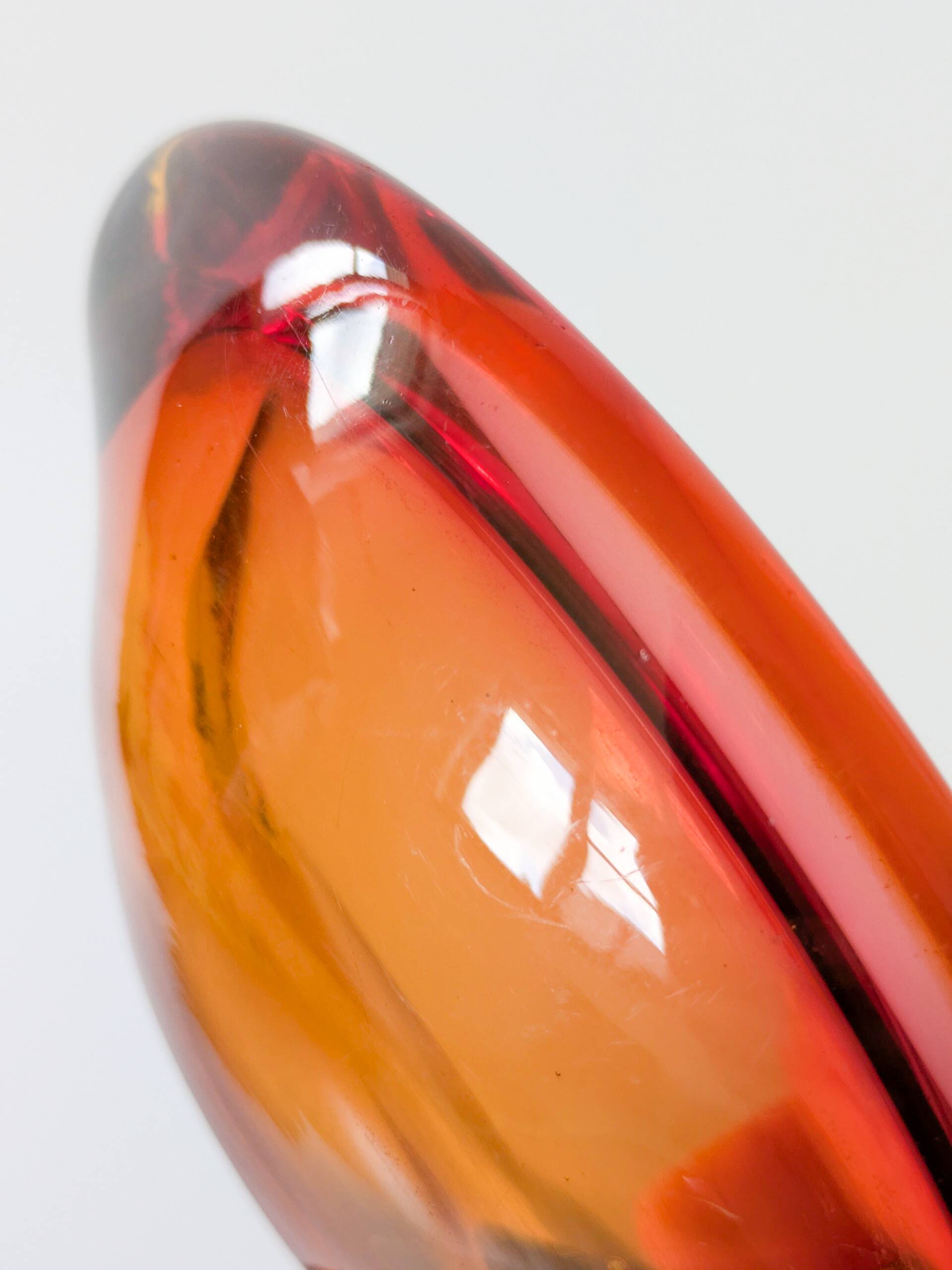 Murano glass catchall in Sommerso style, Orange Rose.