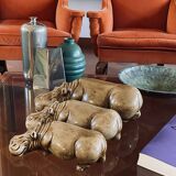 Mid-century Set of 3 ceramic hippos, Zaccagnini Italy 1950s