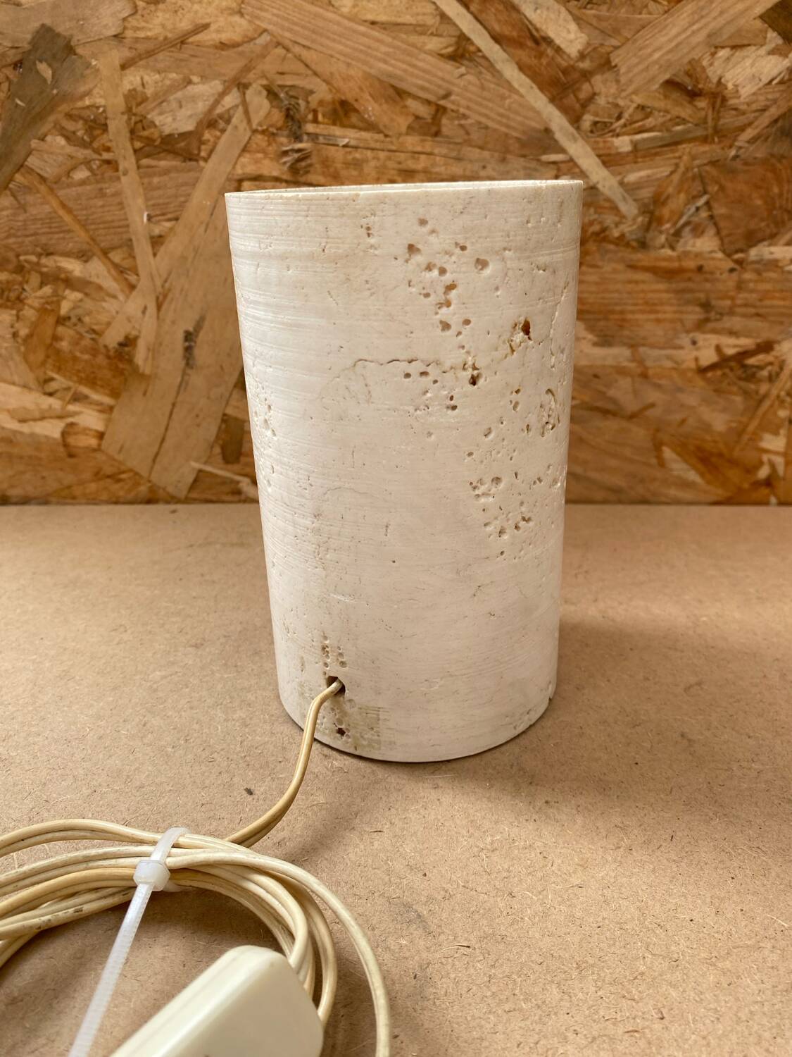 Antique vintage polished stone cylinder lamp