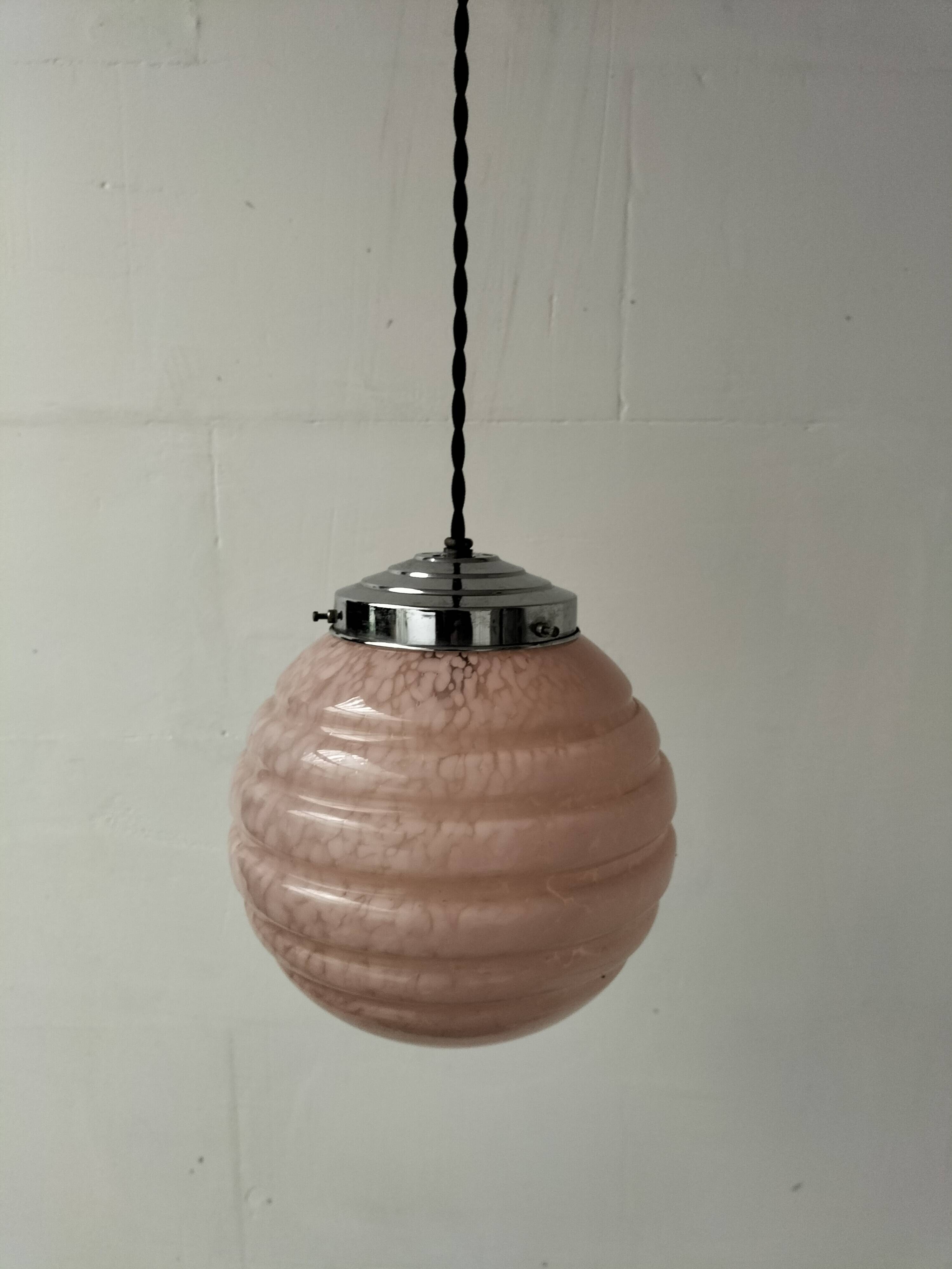 pink opaline pendant light
