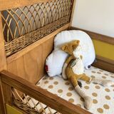 Vintage rattan and wood baby bed