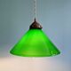 Pair of conical green opaline pendant lights, Art Deco style