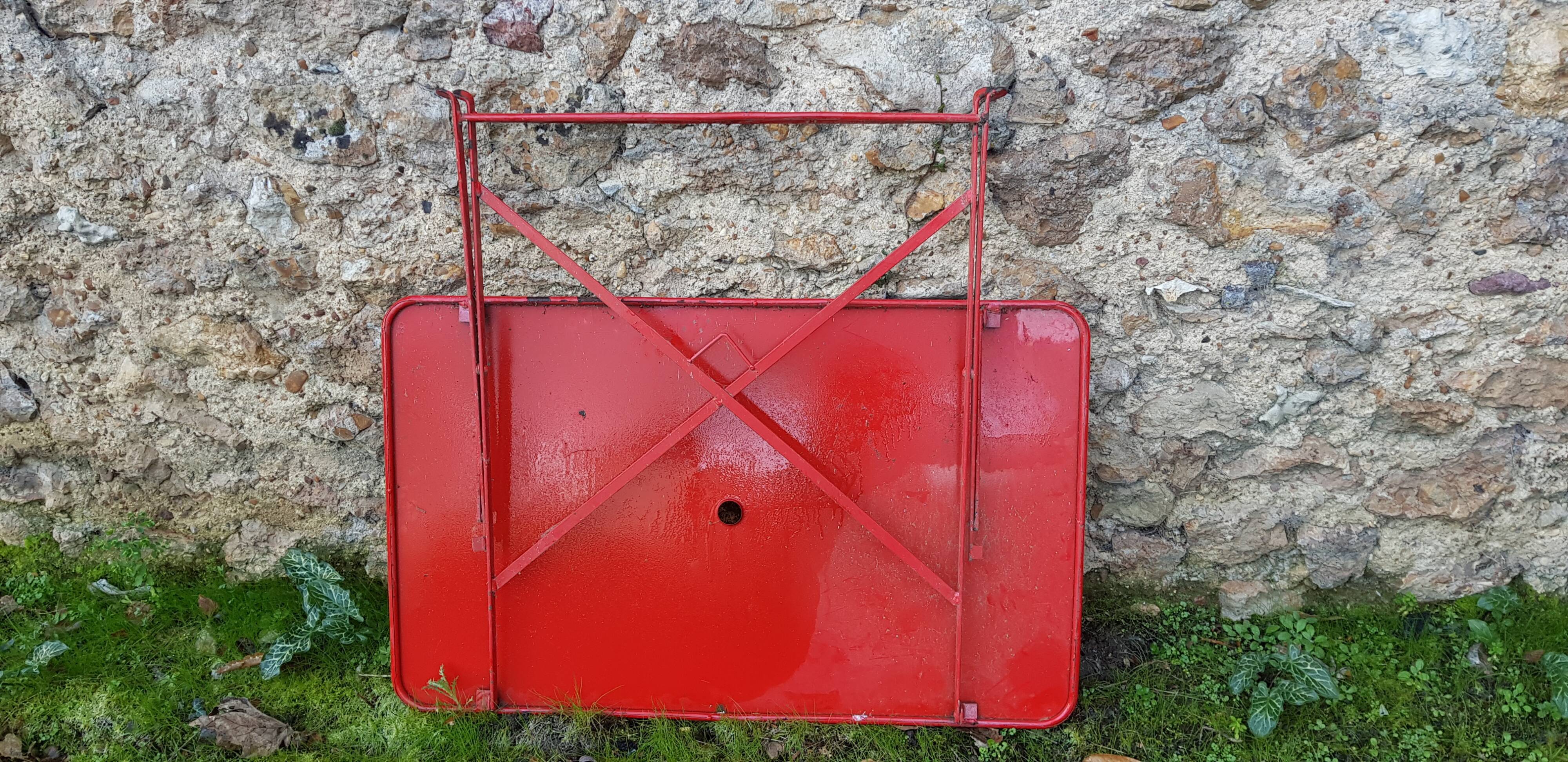 Red garden iron table