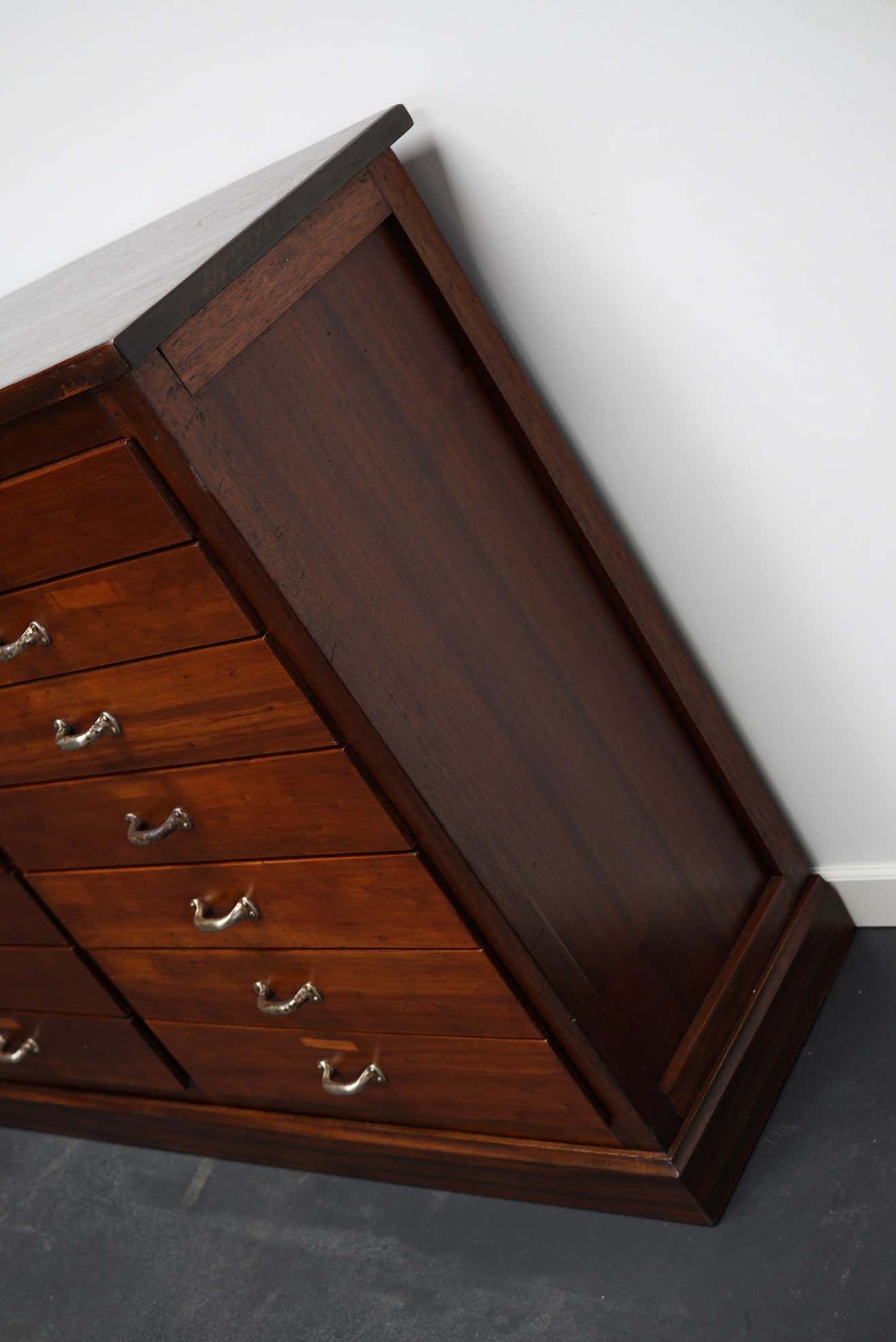 British Mahogany Apothecary Cabinet or Bank of Drawers, 1930s