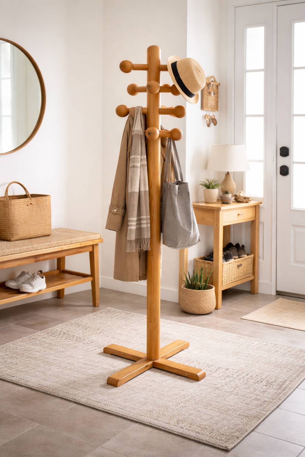 Vintage solid wood coat rack – 180 cm