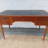 Desk, black leather top