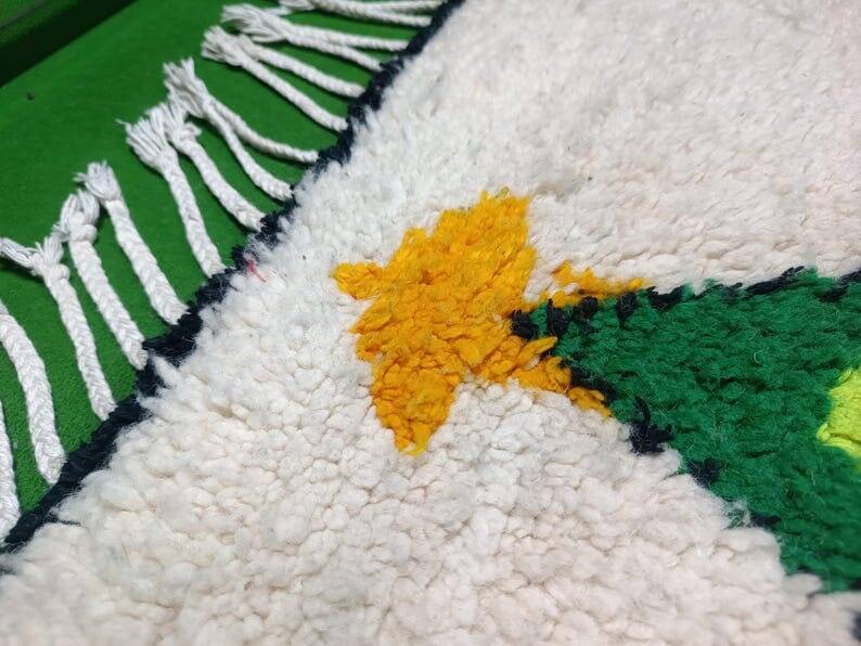 Handmade pure natural wool rug, size 100 x 200 cm