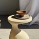 Petrified wood catchall or dish, grey with black rim, D29.5x25.5 -3321