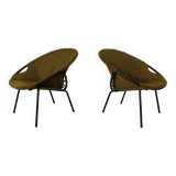 Olive Green Suede Balloon Chairs from Lusch, Germany, 1960s, Set of 2