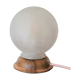 White glass globe table lamp with geometric reliefs