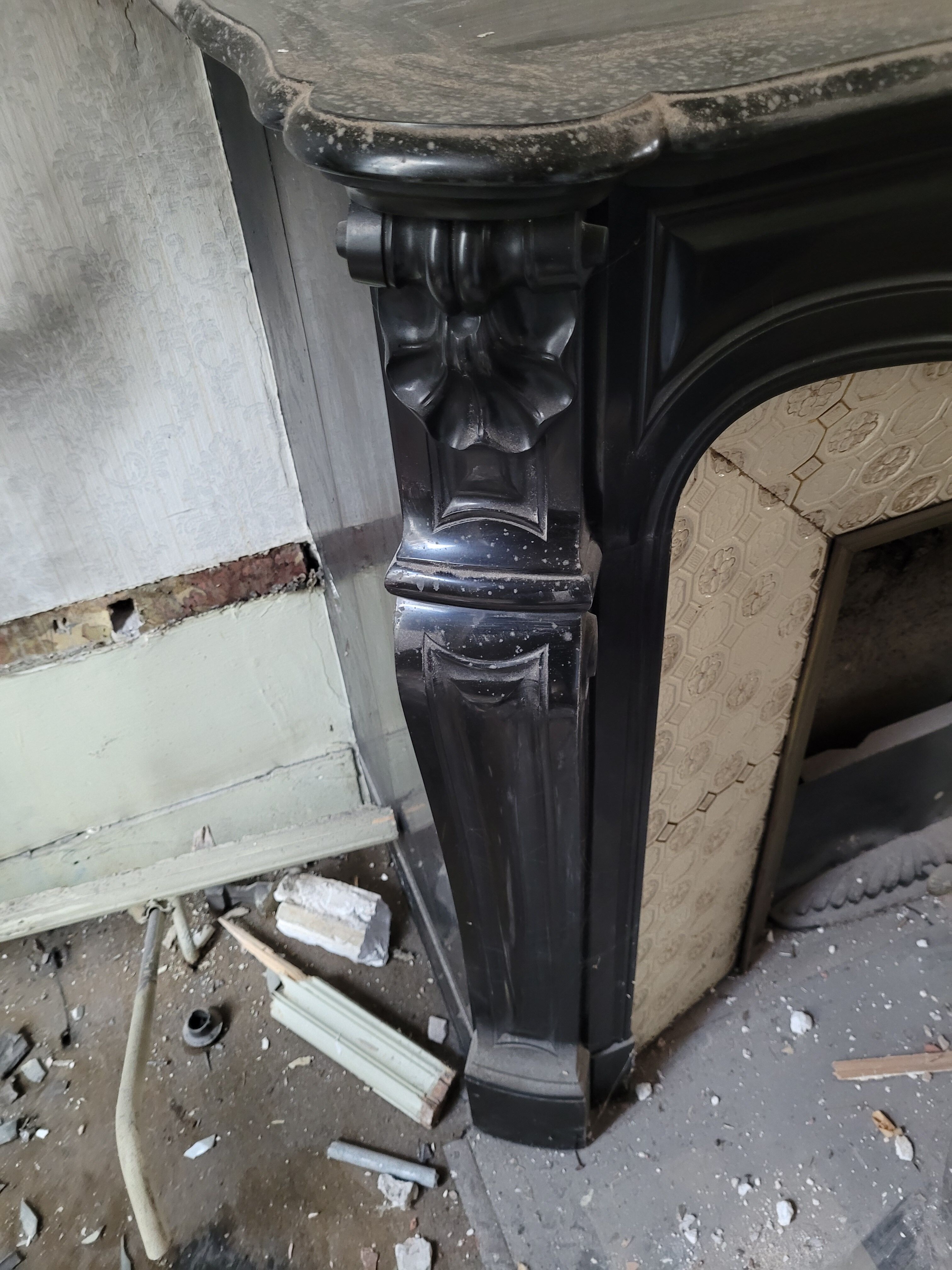Louis XV style fireplace in black marble