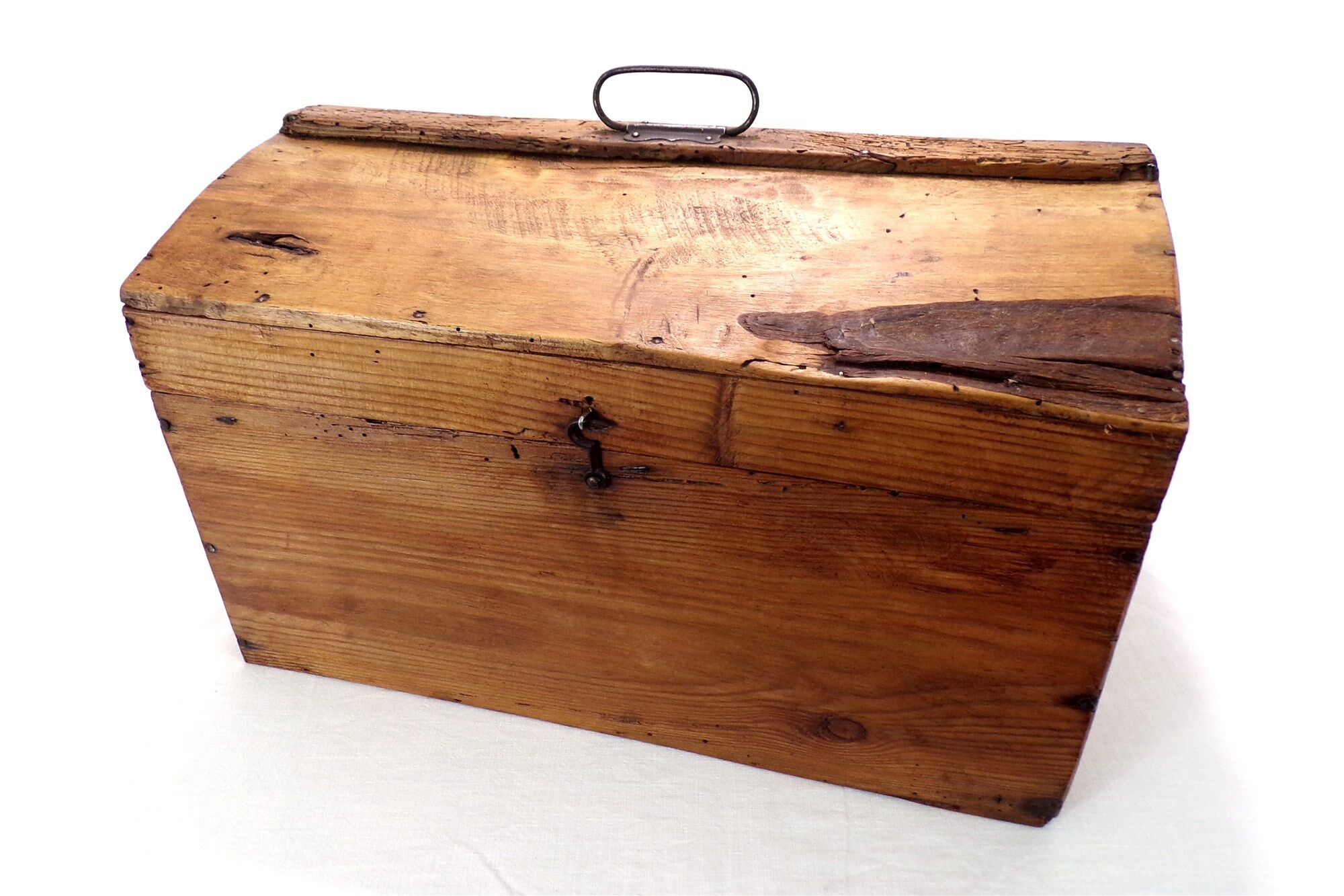 Rare old trunk chest with vintage handle