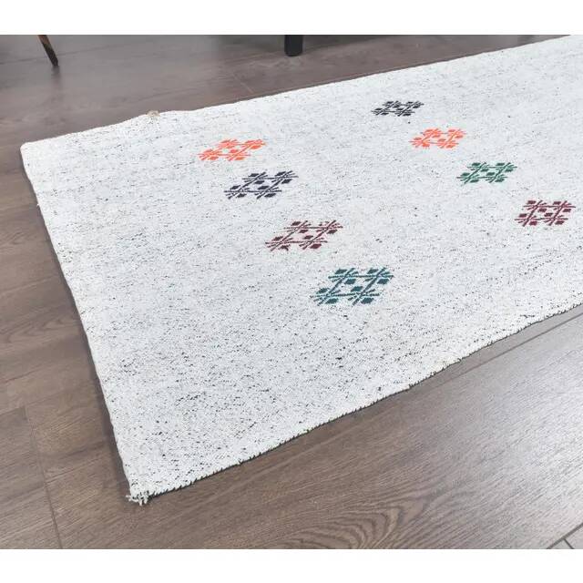Turkish vintage handwoven wool kilim rug 71x220