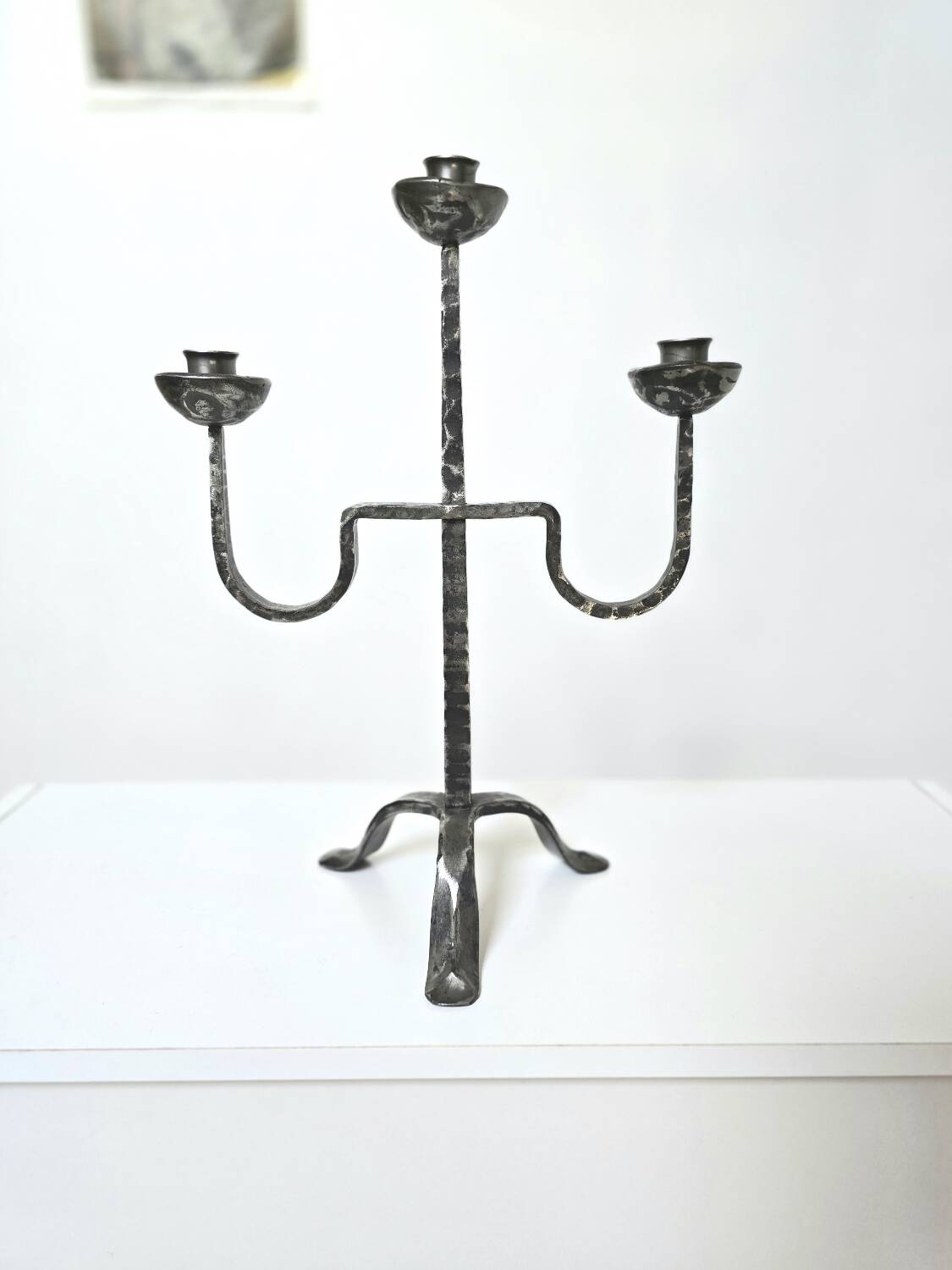 Bougeoir fer forgé brutaliste