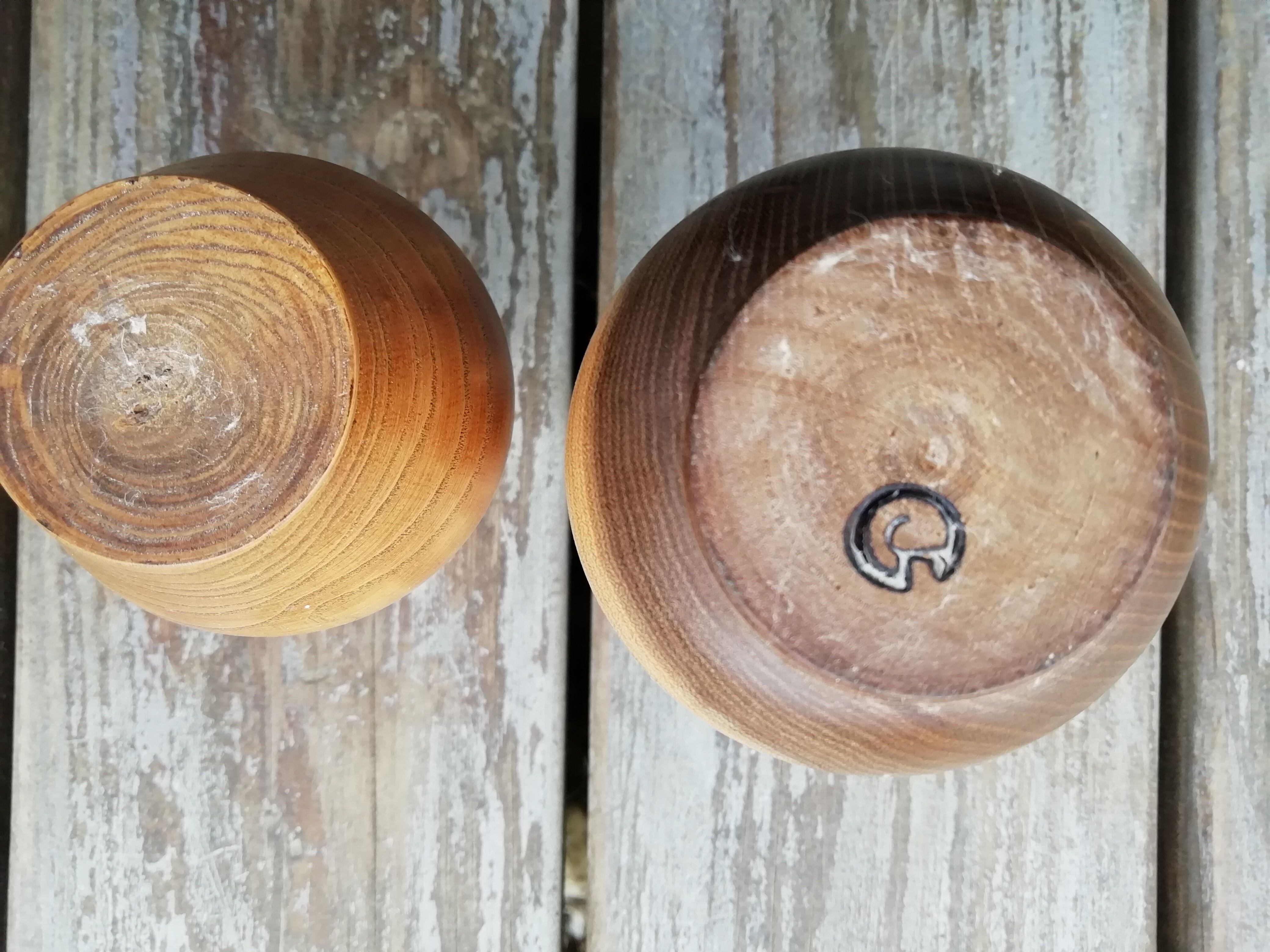 Pair of wooden vases