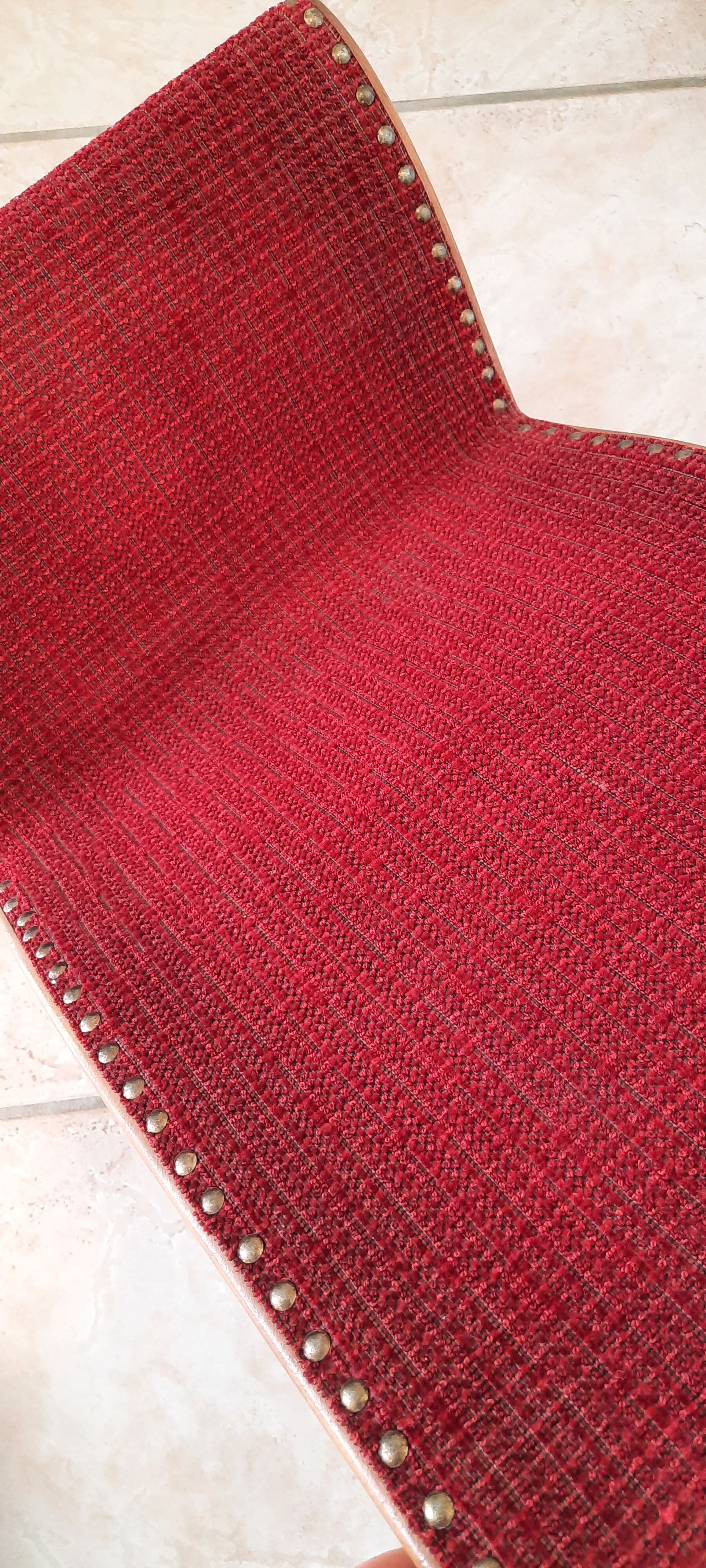 Vintage wood and velvet footrest