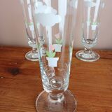 Set of 5 floral champagne glasses