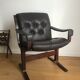 Armchair siesta brown leather by ingmar relling for westnofa