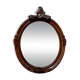 Miroir mural en bois vintage avec ornements floraux – Miroir ovale