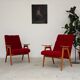 Pair of red armchairs by Jaroslav Smidek for Ton (Thonet) 60s
