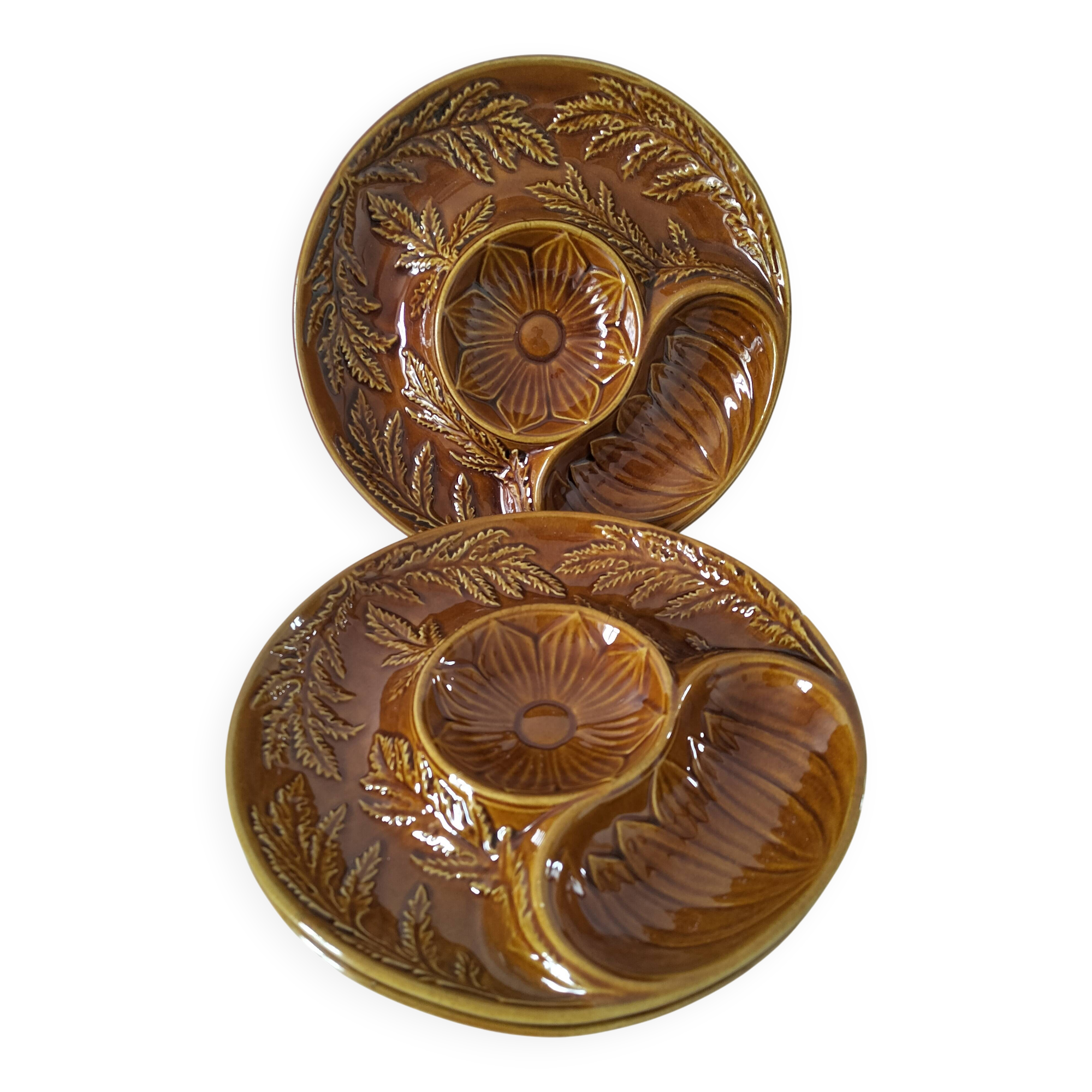 Trio of vintage Sela Portugal barbotine plates from the 60s