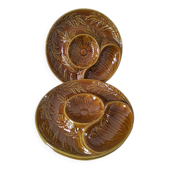 Trio of vintage Sela Portugal barbotine plates from the 60s