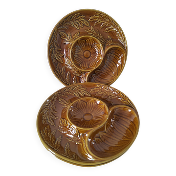 Trio of vintage Sela Portugal barbotine plates from the 60s