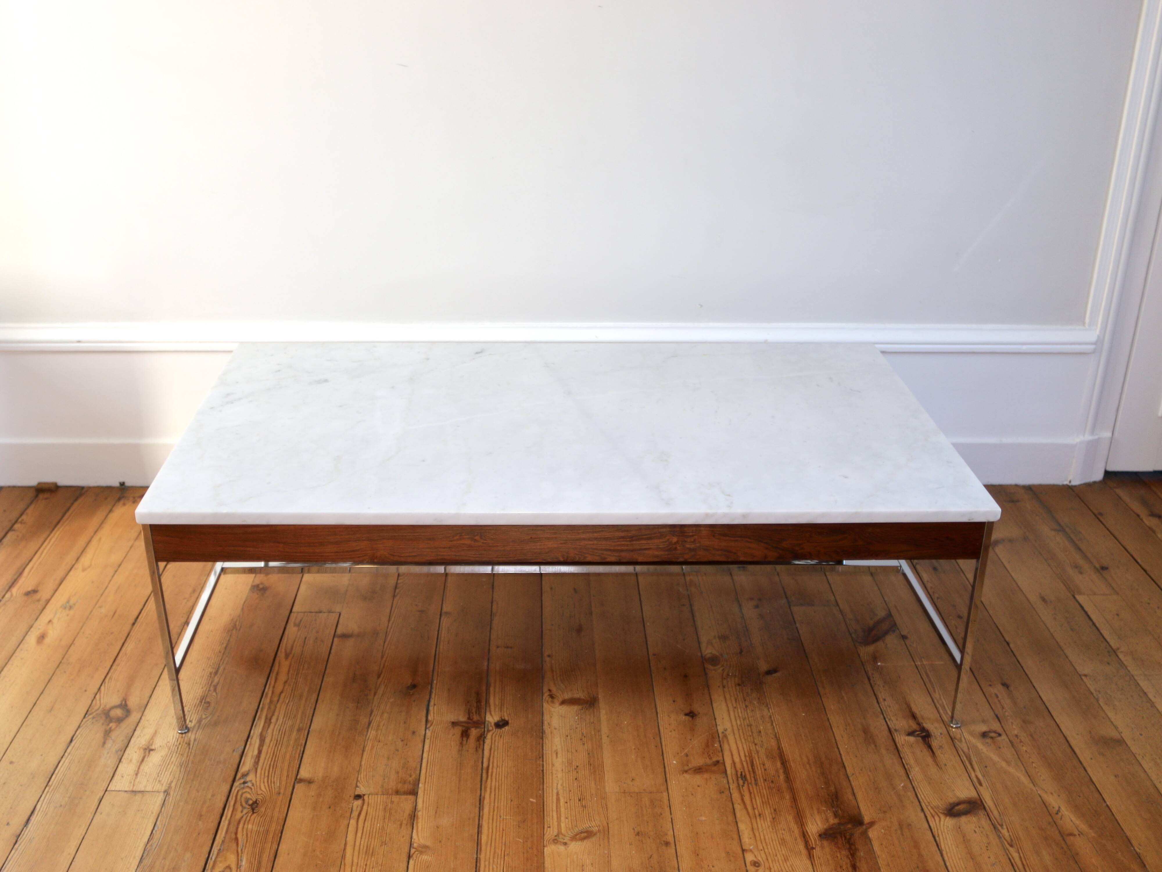 Table basse design marbre et palissandre Georges Nelson 1970