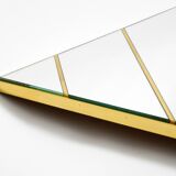 Large, exceptional 1970s brass wall mirror with diagonal mirror strips