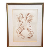 Old Print Engraving 19th Century Study of an Ear After Janinet Le Clerc