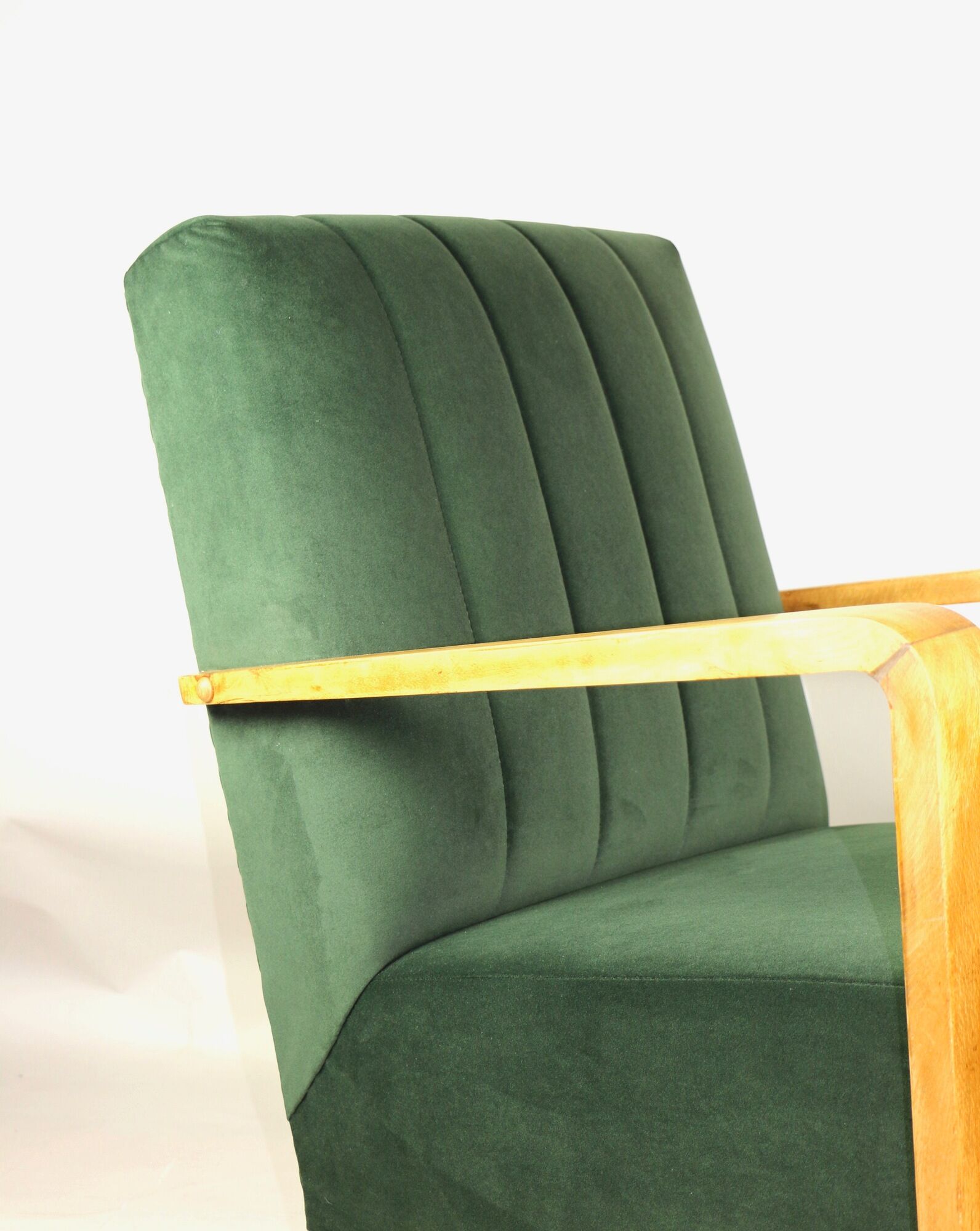 Fauteuil en velours olive, années 1970