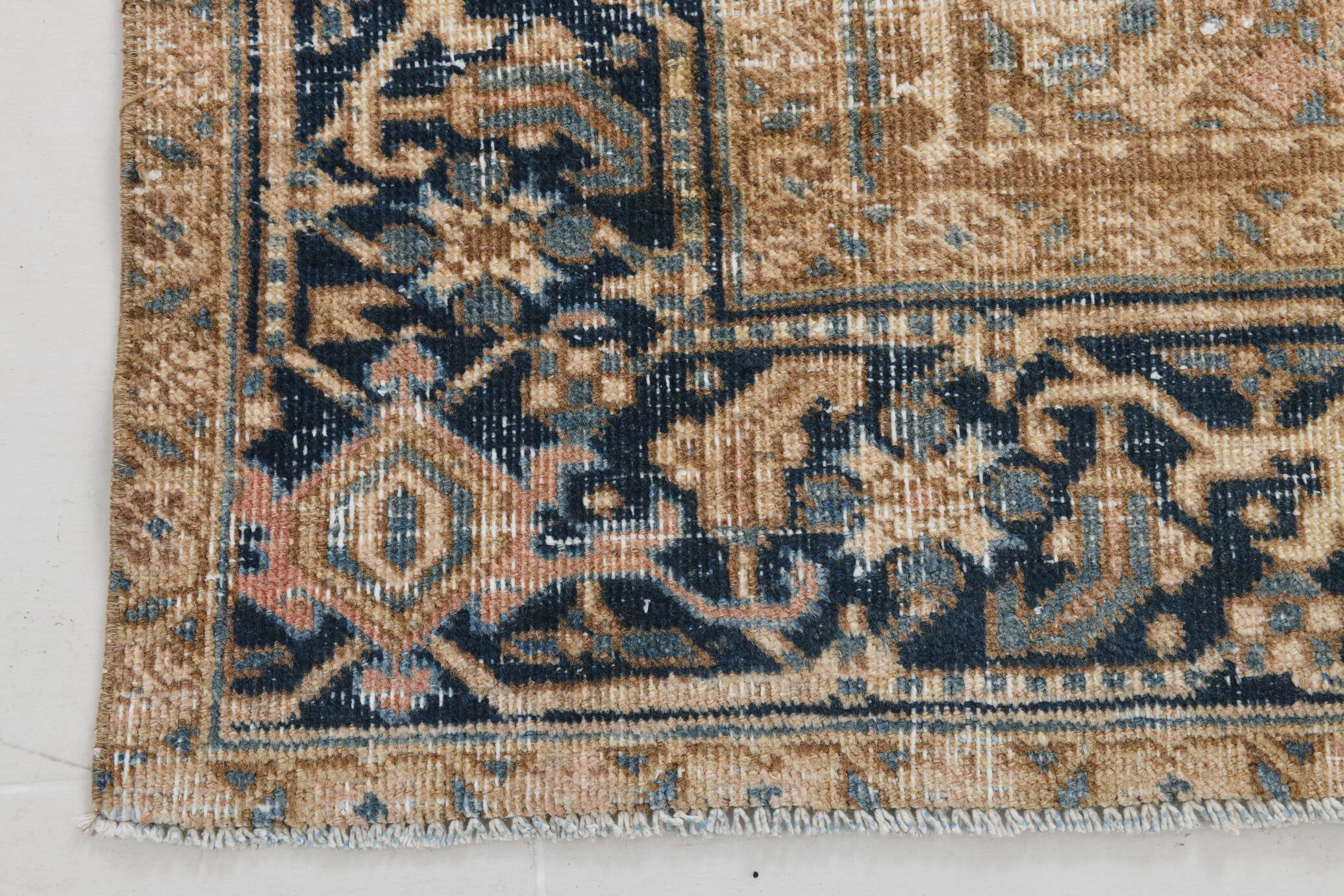 Vintage Cream & Navy Blue Persian Rug, 213x298Cm